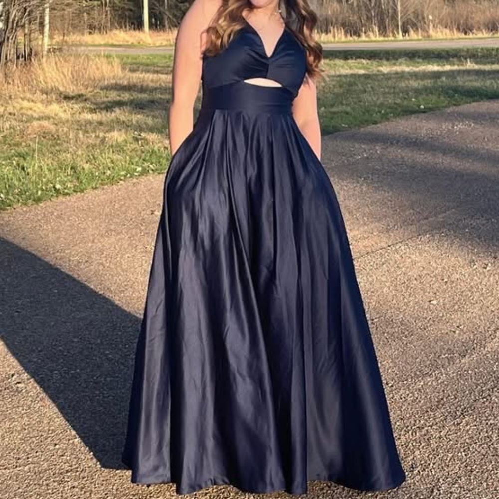City Studio Midnight Blue Cutout Gown